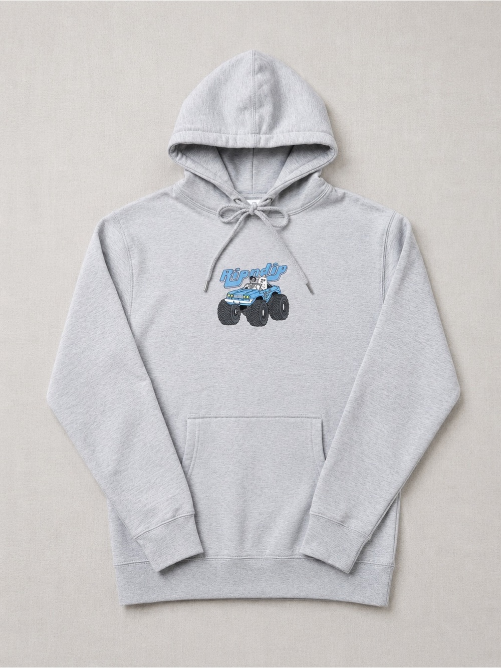 Ripndip Light Gray Hoodie with Blue Monster Truck Graphic